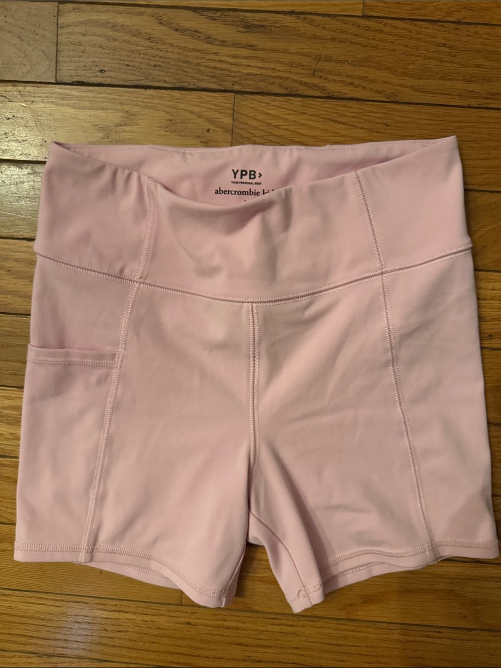 Abercrombie & Fitch Light Pink High-Waist Bike Shorts